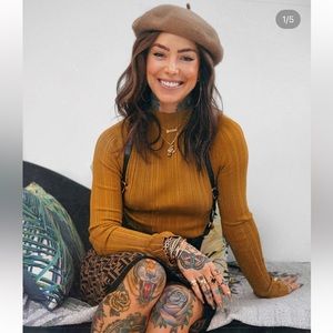 ALLSAINTS Mustard Gold Cropped Long Sleeve